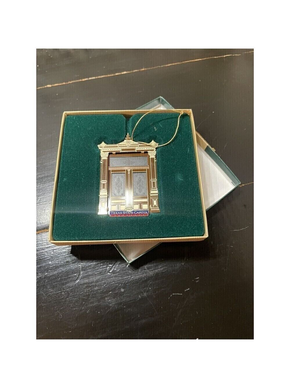 Texas State Capitol Ornament 2007 Etched Glass Doors Christmas Collectible Box